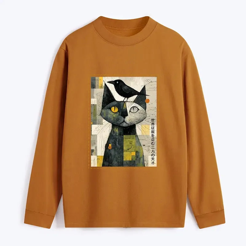 Kyoto-Lion The Cat And The Crow Are Planning To Rule The World Classic Long Sleeve T-Shirt