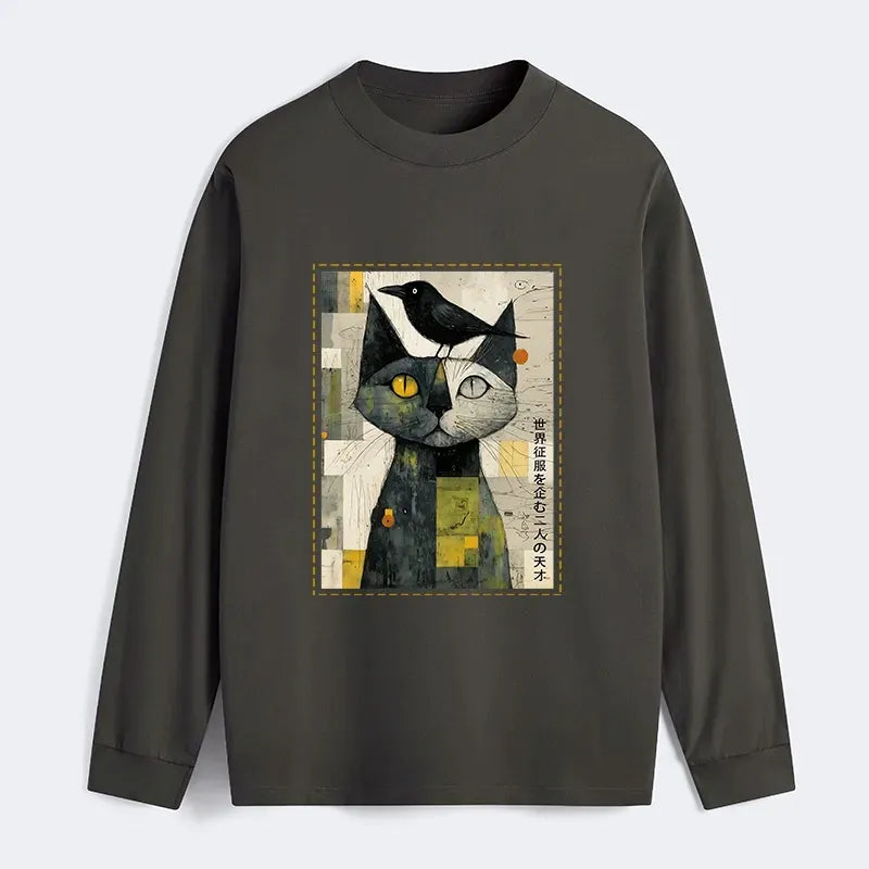 Vintage Unisex Classic Tee with Cat and Crow