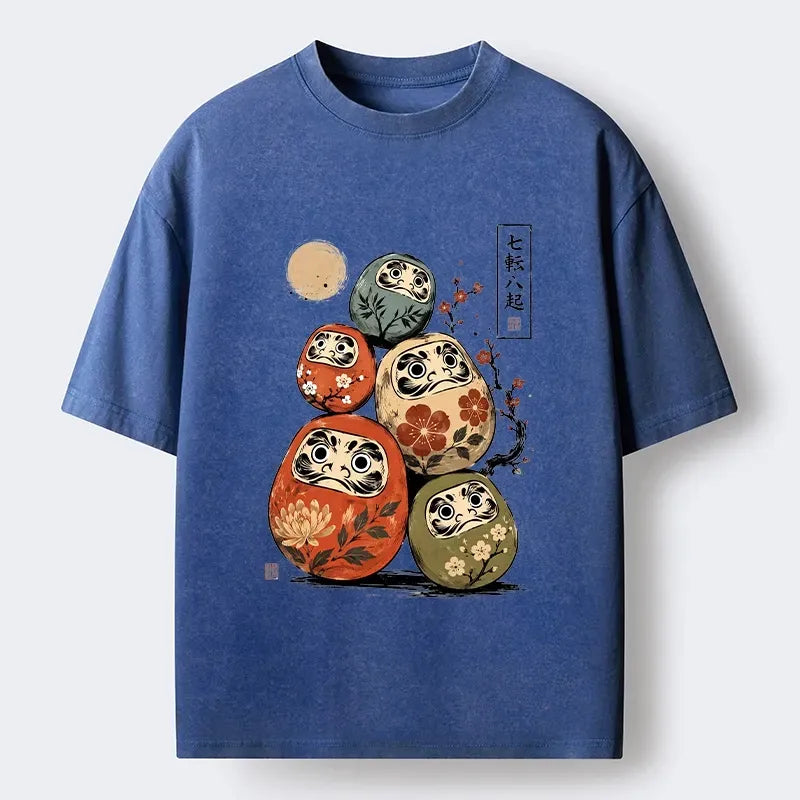 Japanese Art Washed T-Shirt for Daily Wear