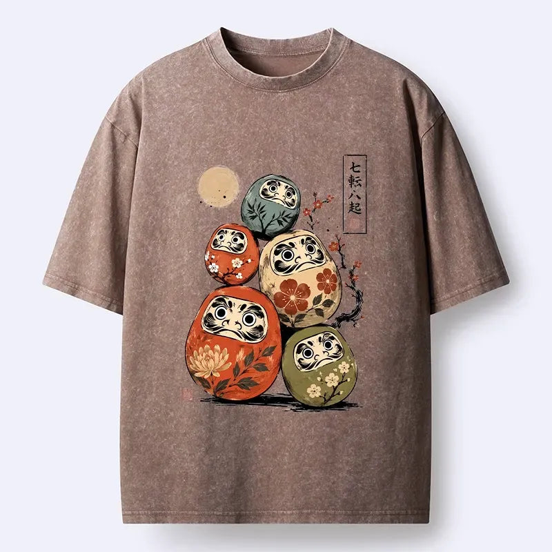 Japanese Art Washed T-Shirt for Daily Wear