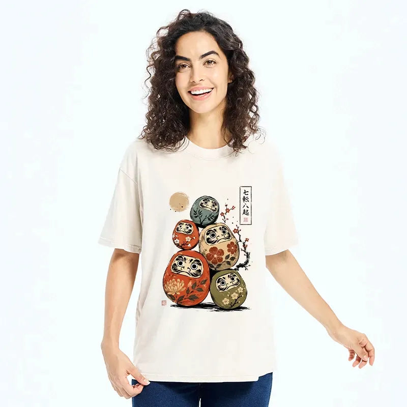 Japanese Art Washed T-Shirt for Daily Wear