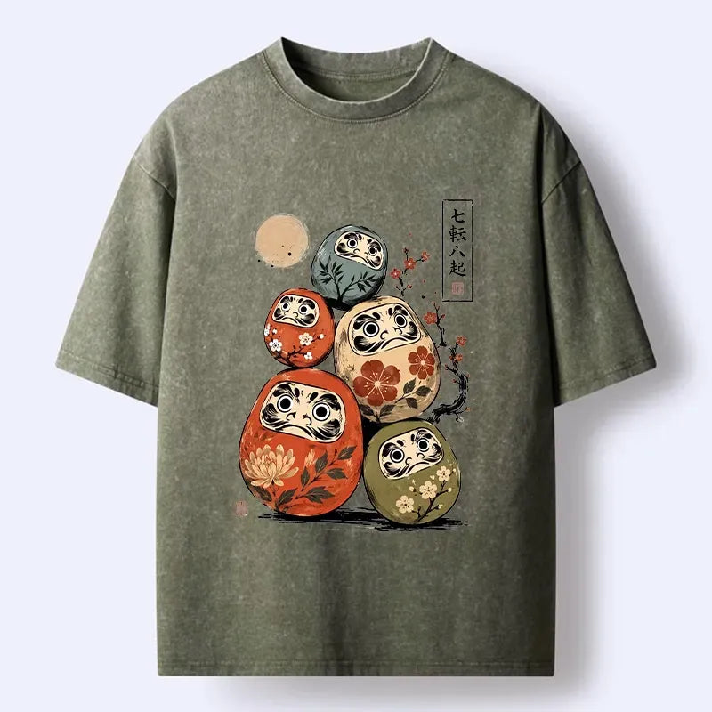 Japanese Art Washed T-Shirt for Daily Wear