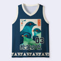 Kyoto-Lion Retro Tokyo Seabird Art Vibe Mesh Tank Top