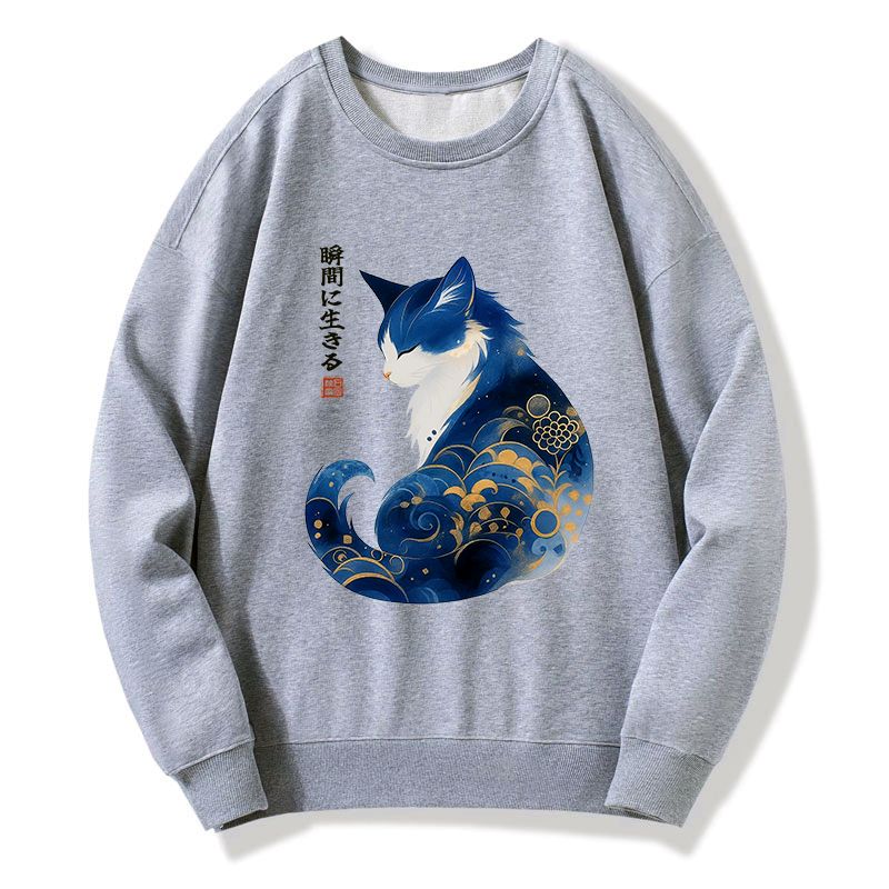 Japanese Cat Sweatshirt Comfortable Streetwear