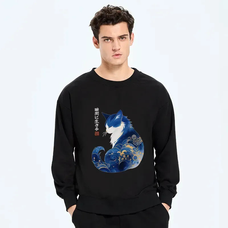Retro Zen Cat Sweatshirt for Gift