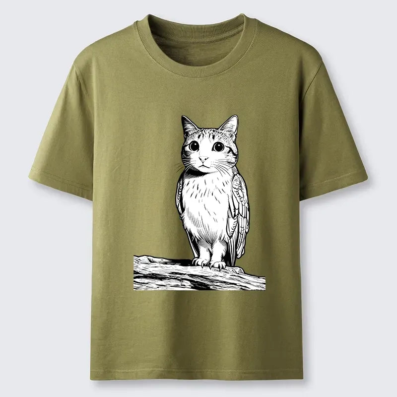 Funny cat owl vintage japanese art shirt