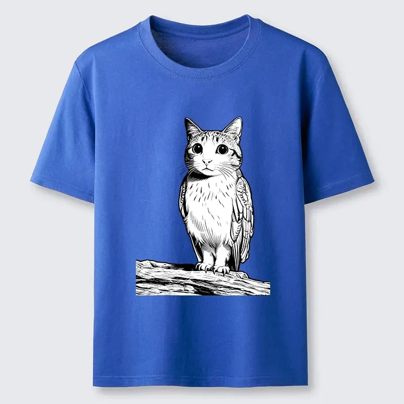 Kyoto-Lion Funny Cat Owl Fusion Art Classic T-Shirt