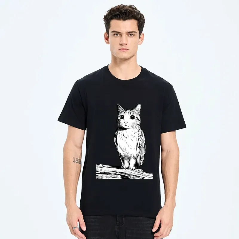 Kyoto-Lion Funny Cat Owl Fusion Art Classic T-Shirt