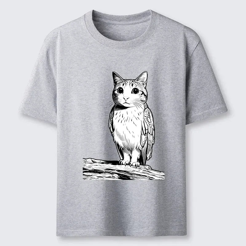Kyoto-Lion Funny Cat Owl Fusion Art Classic T-Shirt
