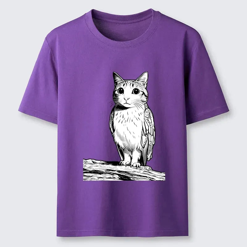Kyoto-Lion Funny Cat Owl Fusion Art Classic T-Shirt