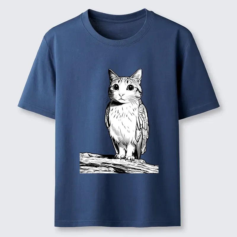 Funny cat owl vintage japanese art shirt