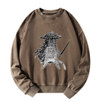 Samurai Cat Sweatshirt for Streetwear