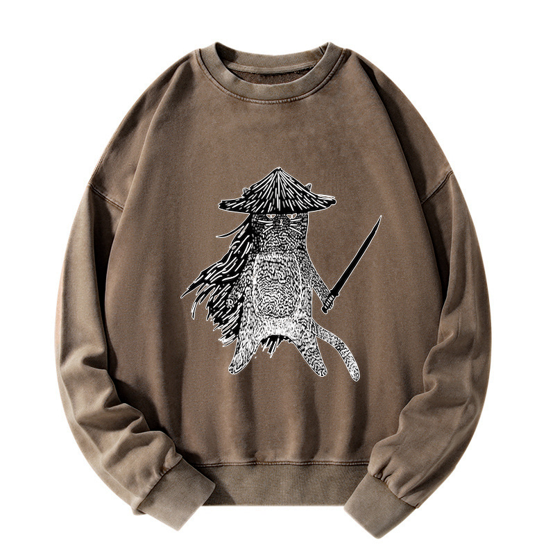 Samurai Cat Sweatshirt for Streetwear