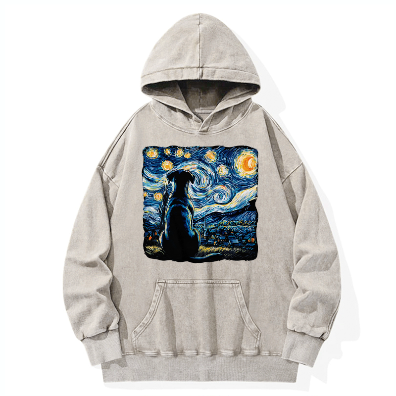 Kyoto-Lion Starry Night Dog Washed Hoodie
