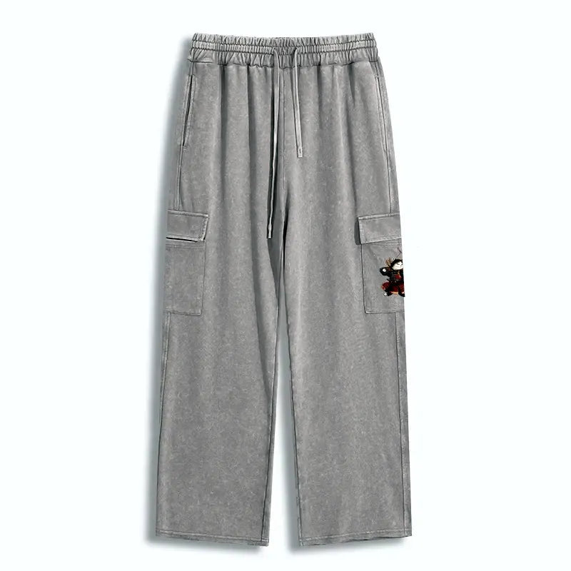 Kyoto-Lion Kyudo Samurai Cat Washed Utility Sweatpants