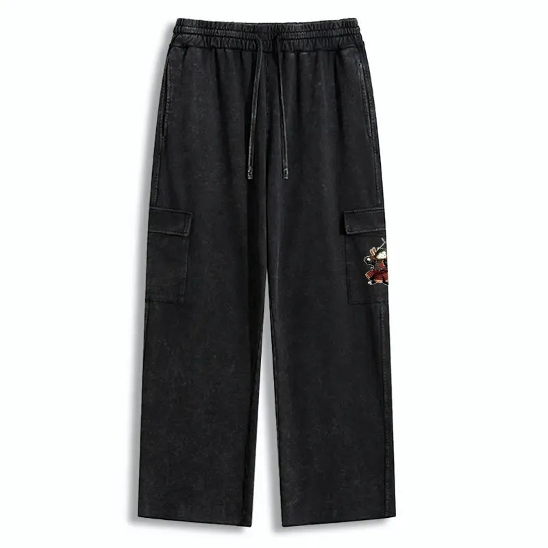Kyoto-Lion Kyudo Samurai Cat Washed Utility Sweatpants