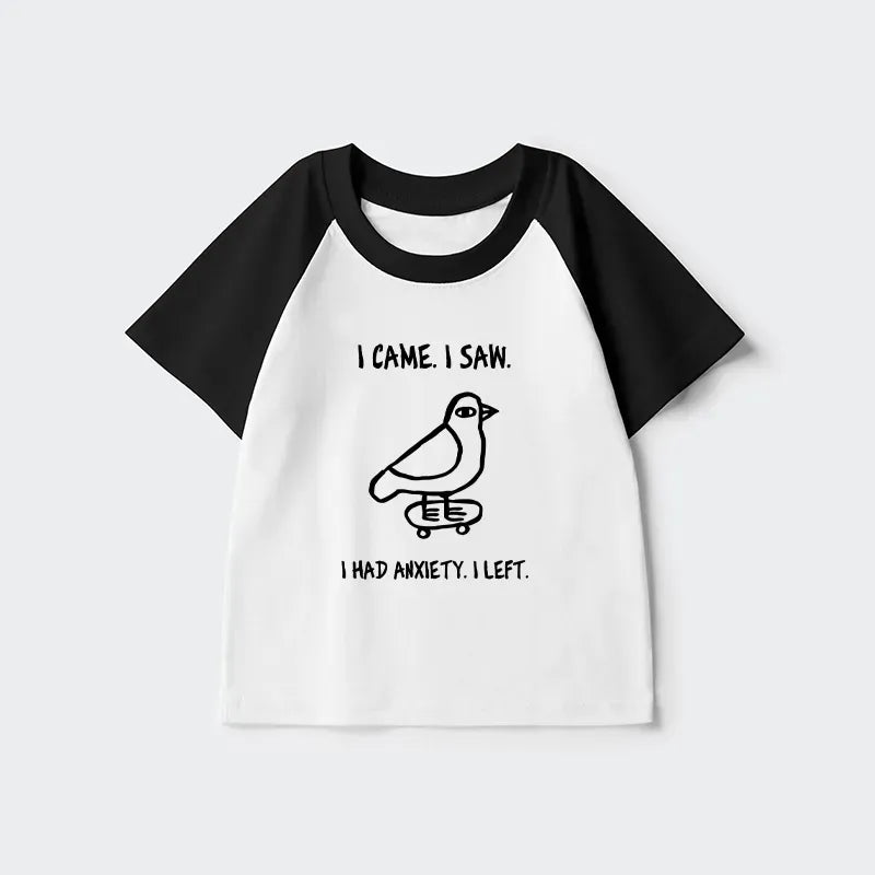 Kyoto-Lion Funny Meme Bird Just Needs A Break Kids Raglan T-shirt