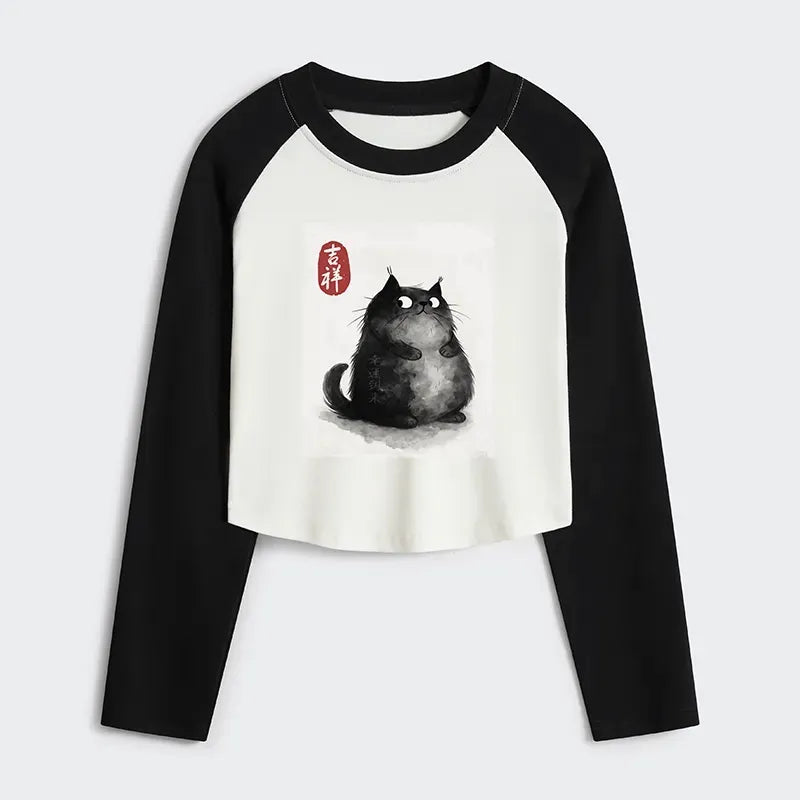 Auspicious Fluffy Cat Shirt for Women
