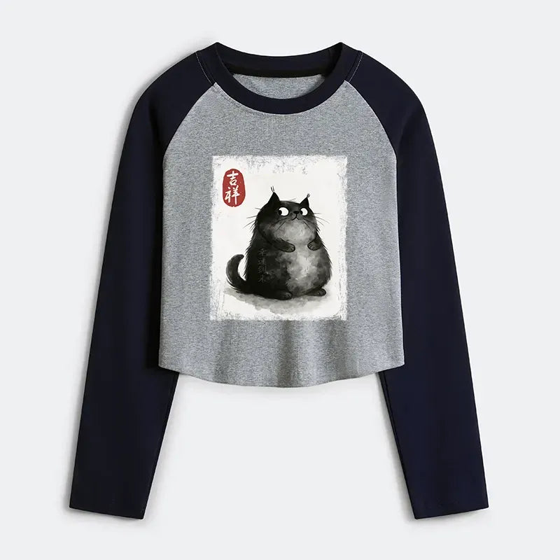 Auspicious Fluffy Cat Shirt for Women