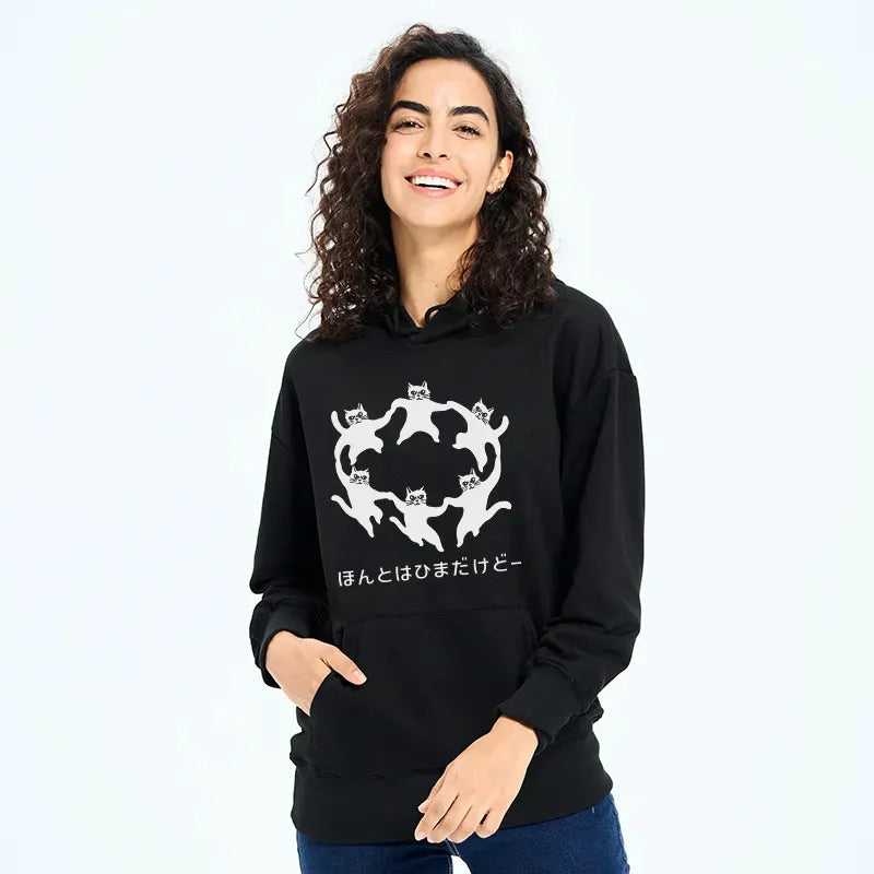 Unisex Soft Japanese Cat Hoodie for Summer