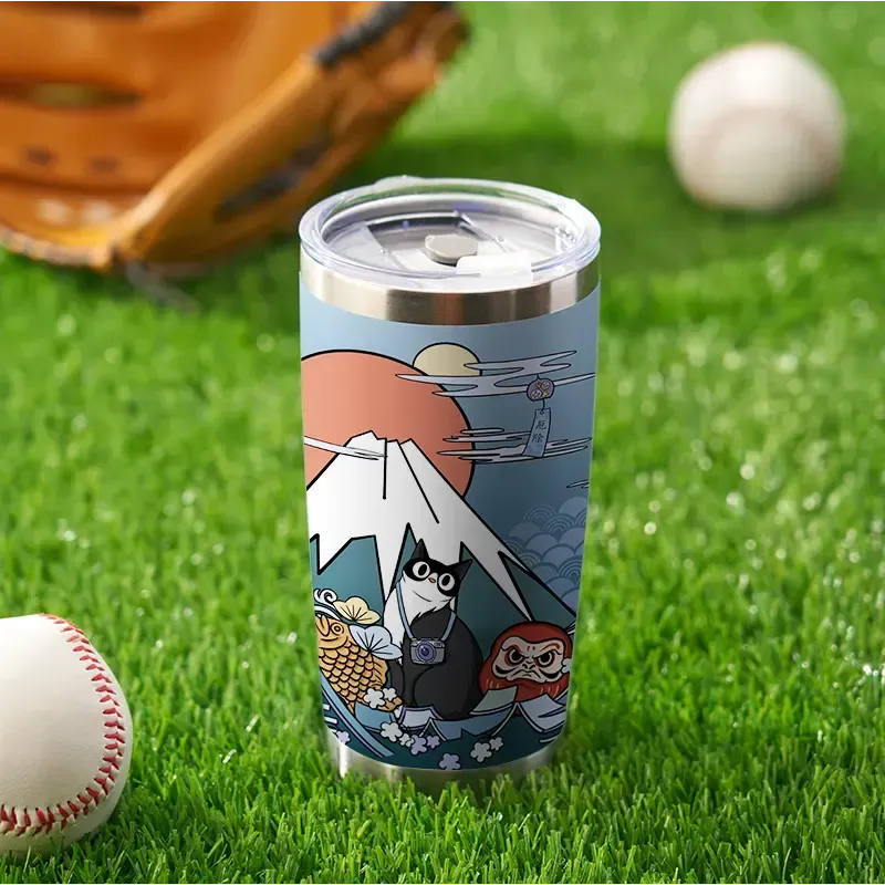 Mount Fuji Cat Tumbler for Daily Use