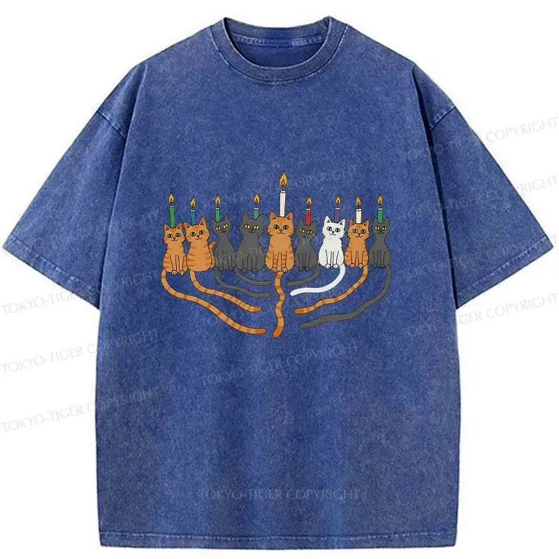 Kyoto-Lion Hanukkah Cat Washed T-Shirt