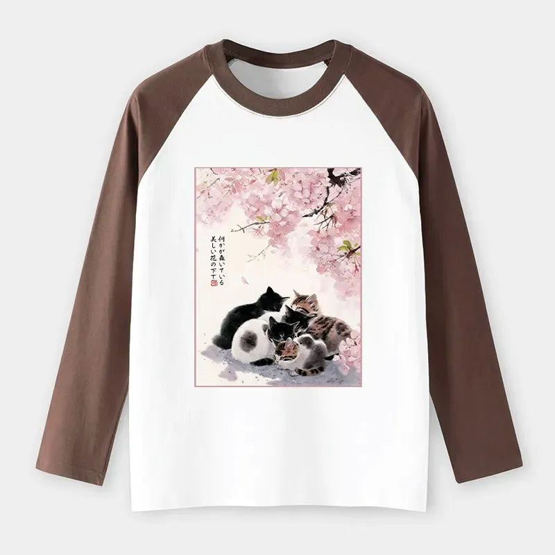 Japanese Sakura Cat Long Sleeve