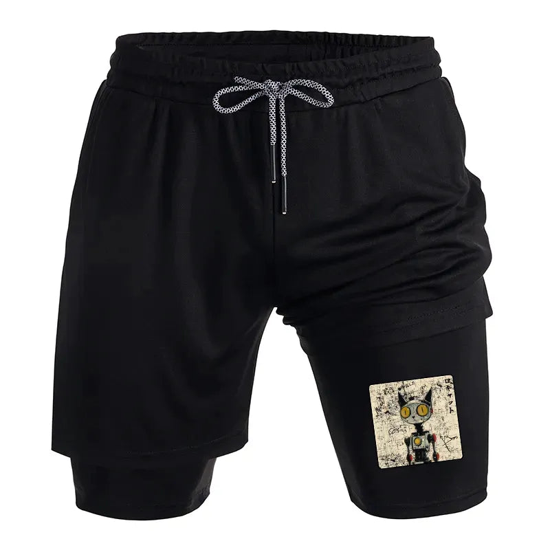 Robot Cat Training Shorts for Summer