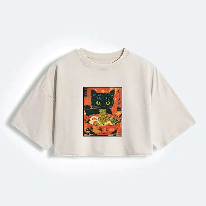 Japanese Washed Crop T-Shirt for Women