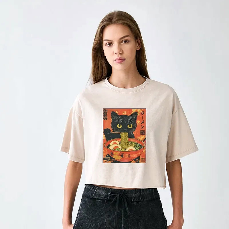 Japanese Washed Crop T-Shirt for Women