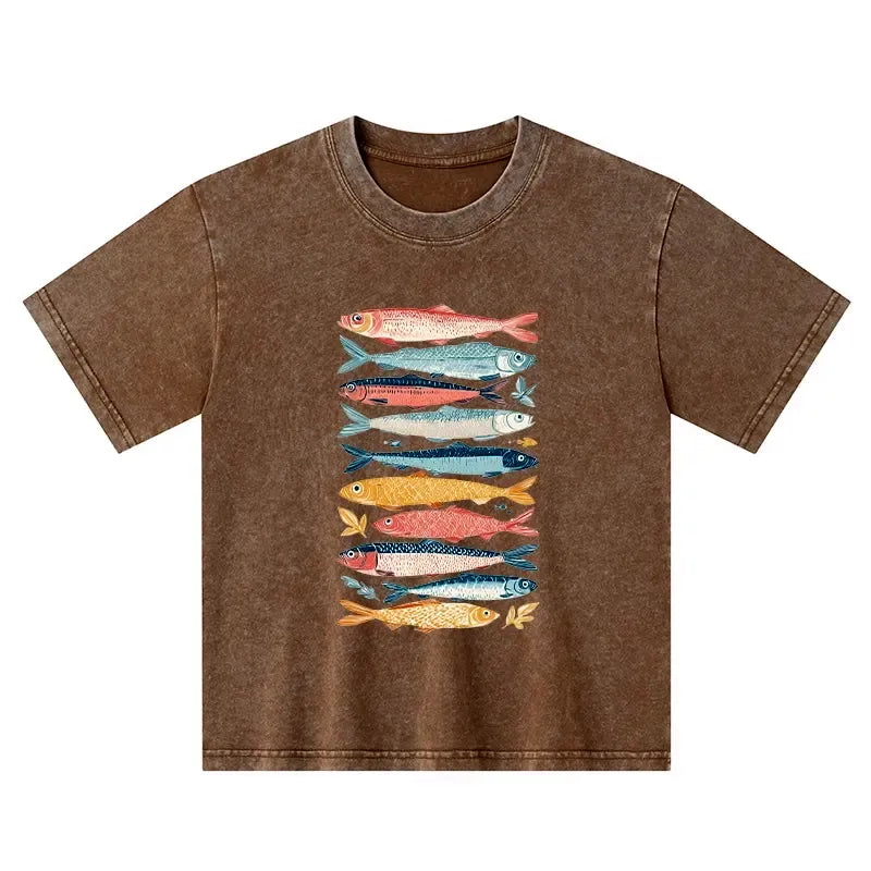 Kyoto-Lion Beautiful Colorful Fish In The Sea Kids Washed T-Shirt