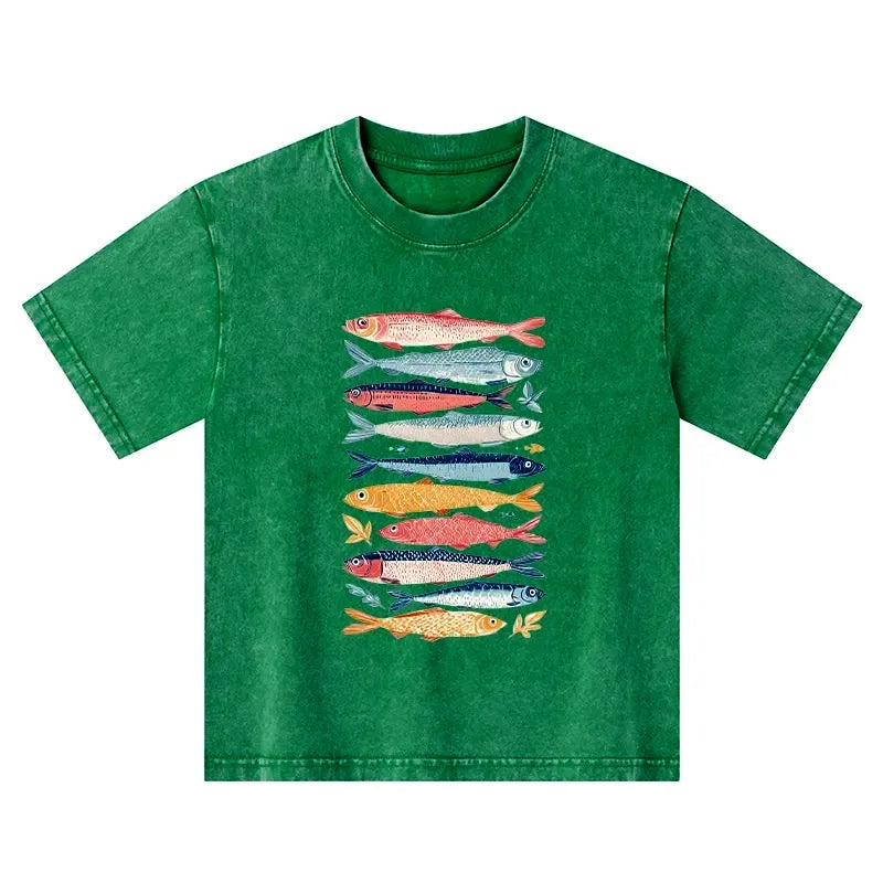 Kyoto-Lion Beautiful Colorful Fish In The Sea Kids Washed T-Shirt