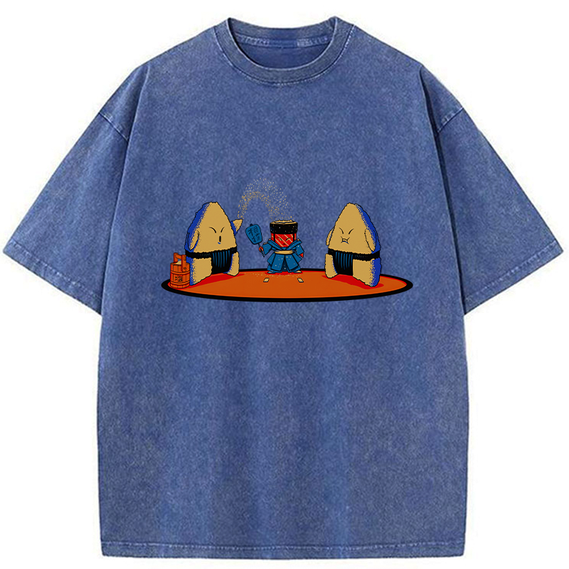 Kyoto-Lion Japanese Sumo Sushi Washed T-Shirt