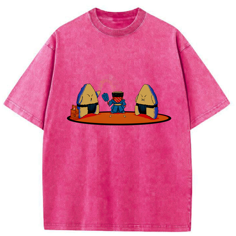 Kyoto-Lion Japanese Sumo Sushi Washed T-Shirt