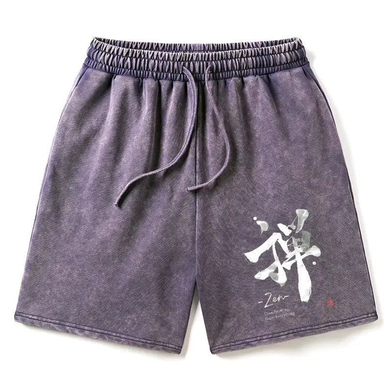 Japanese Zen Washed Shorts for Summer
