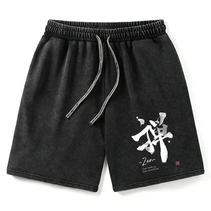 Japanese Zen Washed Shorts for Summer