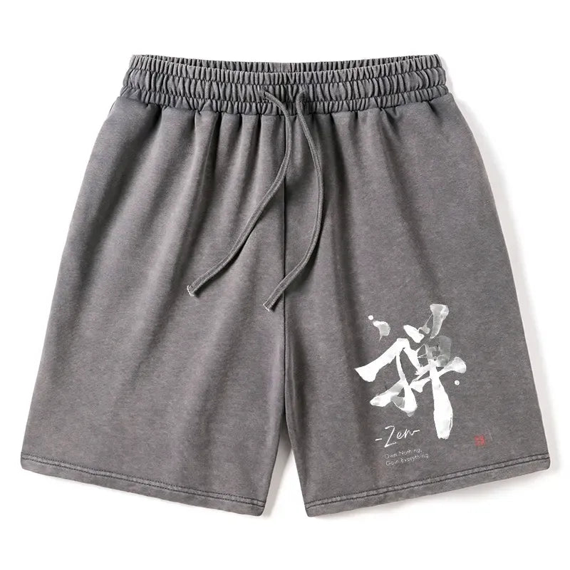 Japanese Zen Washed Shorts for Summer
