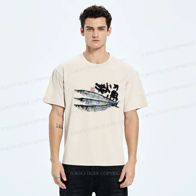 Kyoto-Lion Pacific Saury Washed T-Shirt