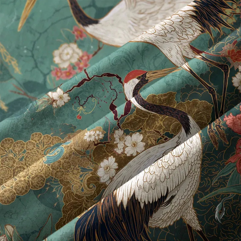 Kyoto-Lion Red-Crowned Crane In The Garden Button-up Shirt
