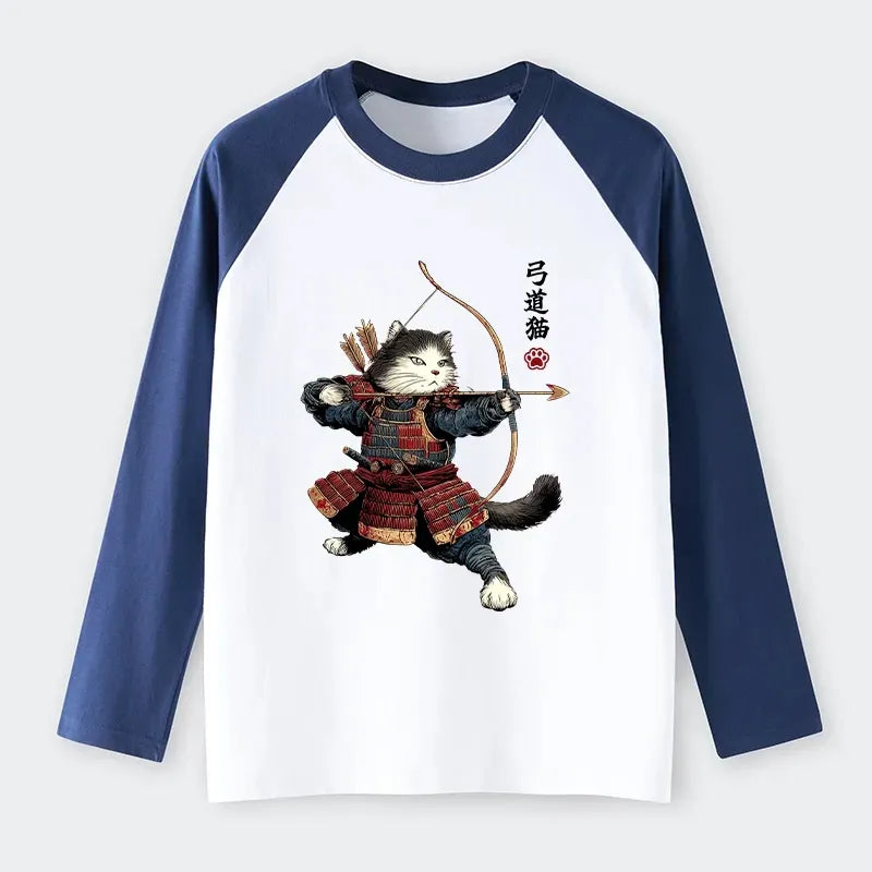 Japanese Samurai Cat Long Sleeve T-Shirt