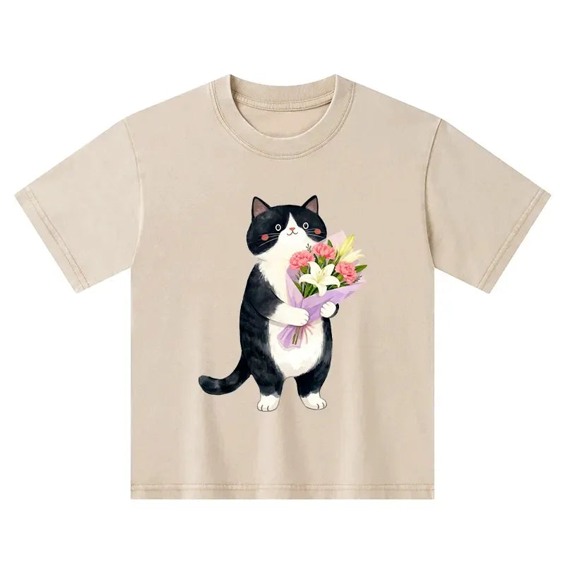 Japanese style kids cat t-shirt