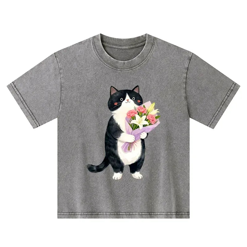 Japanese style kids cat t-shirt