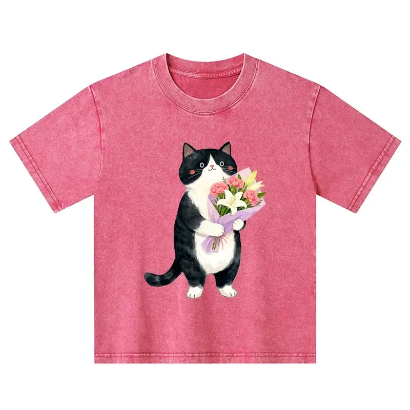 Japanese style kids cat t-shirt