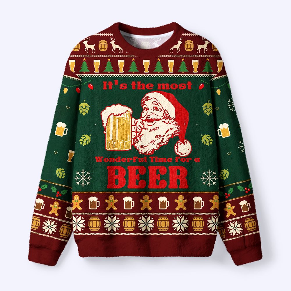 Kyoto-Lion Must-have Beers For Christmas Fuzzy Christmas Ugly Sweatshirt