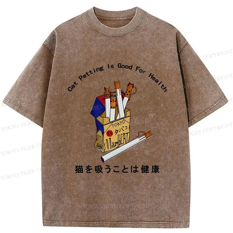 vintage Japanese cat petting shirt for gift