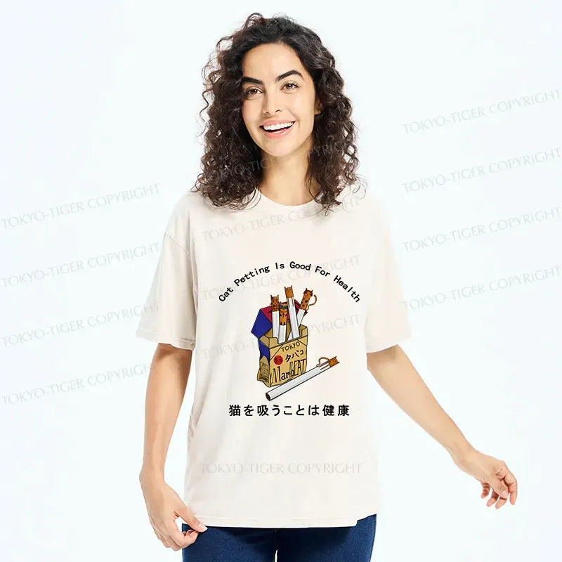 Japanese Kyoto lion cat t-shirt for health