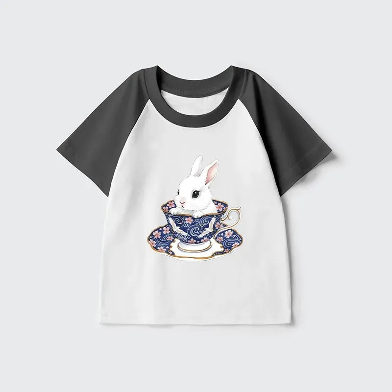 Japanese cute rabbit kids raglan t-shirt