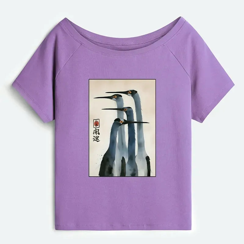 Kyoto Retro Sandhill Crane T-Shirt