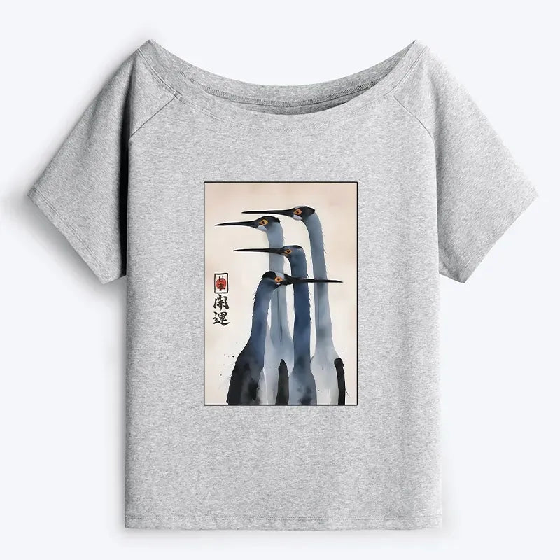 Kyoto Retro Sandhill Crane T-Shirt