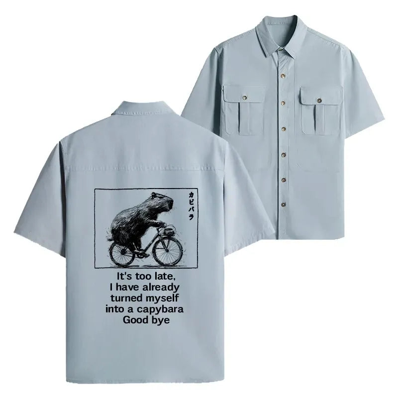 comfortable capybara bicycle work shirt unisex